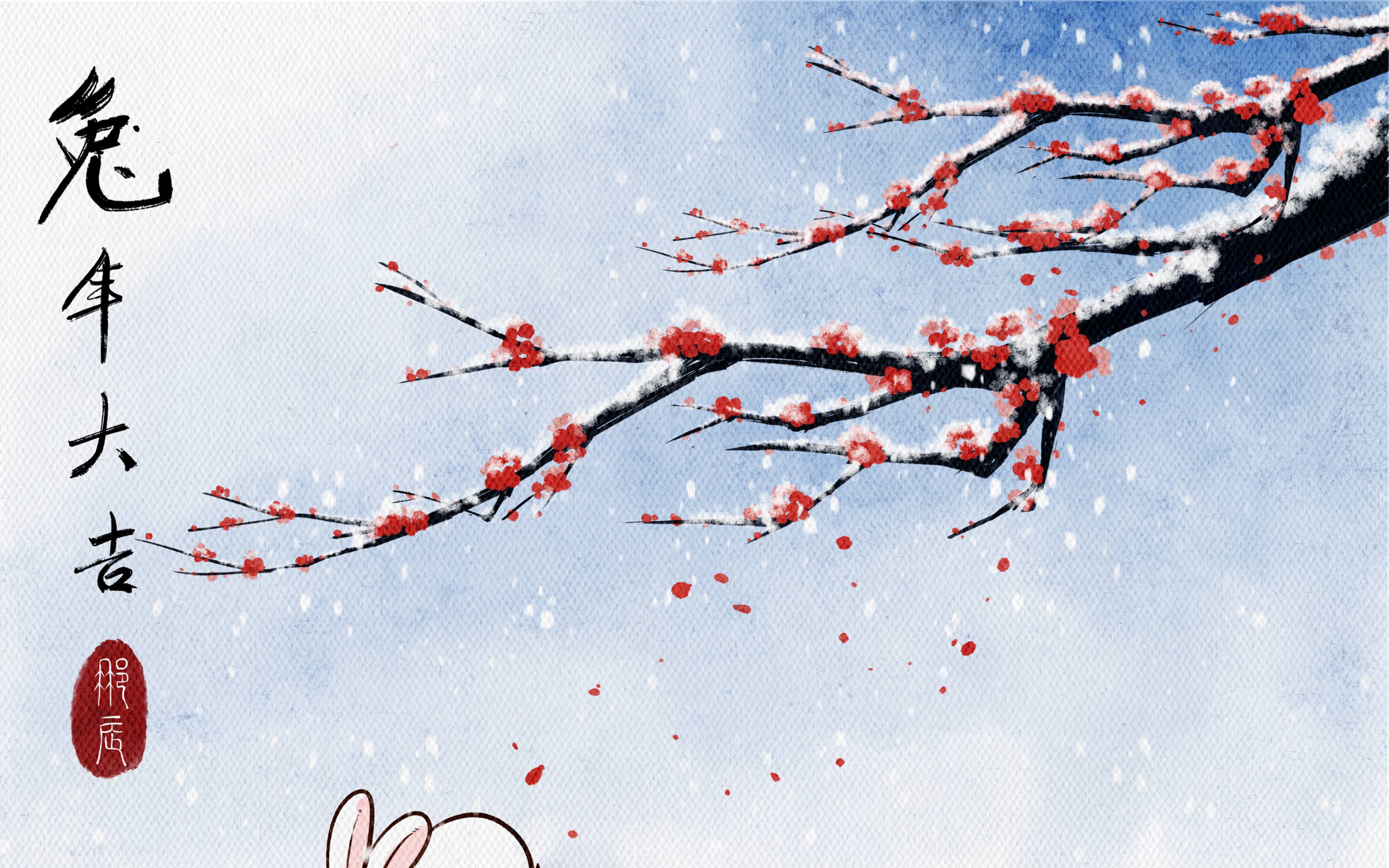 【procreate】红梅白雪