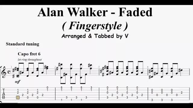 【附谱】Alan Walker  Faded吉他指弹Tab哔哩哔哩bilibili