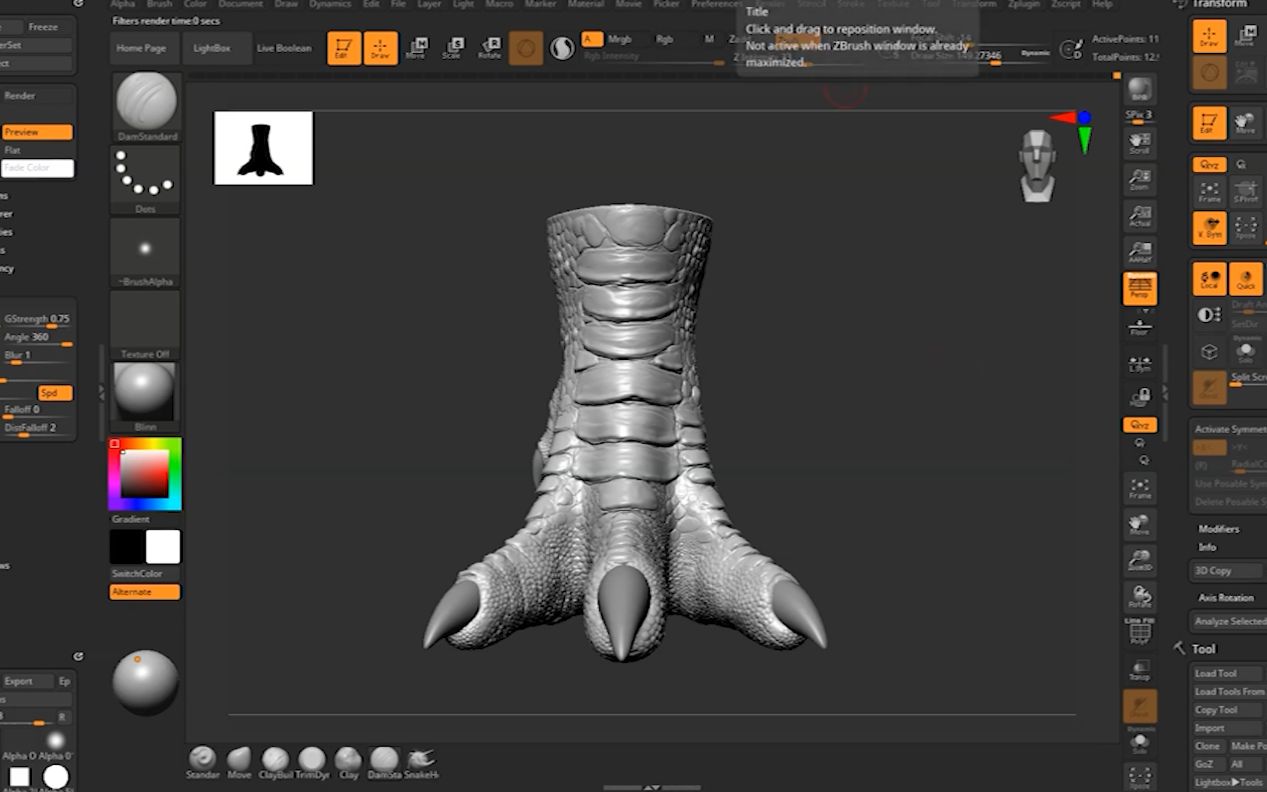 [zbrush]zbrush龍爪製作,筆刷的運用!!!_嗶哩嗶哩_bilibili