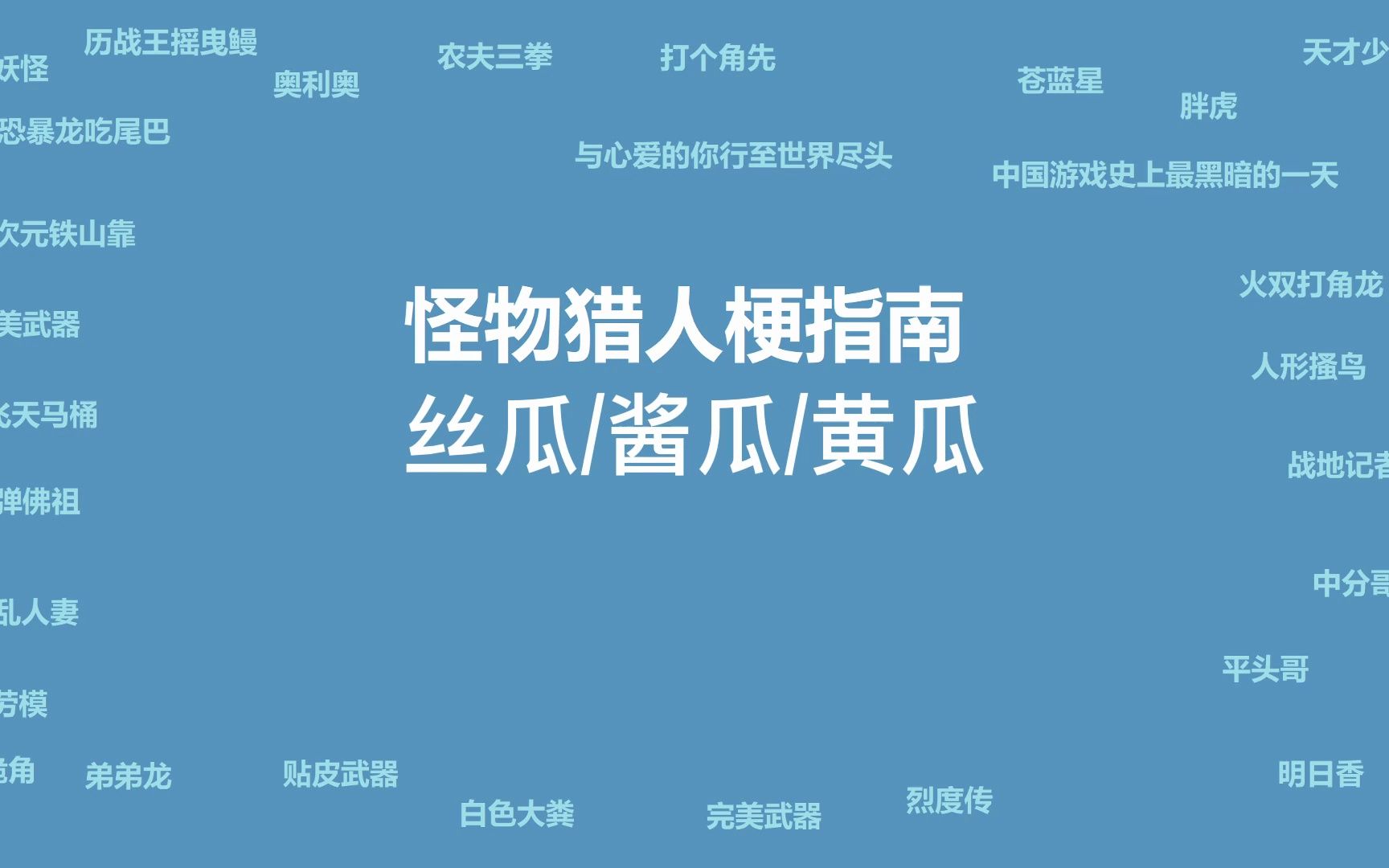 【怪物猎人梗指南】丝瓜、酱瓜、黄瓜单机游戏热门视频