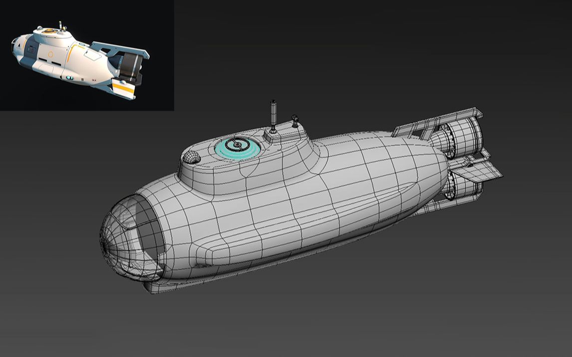 【3dmax建模】教你零基础学习制作潜艇模型,次世代场景道具建模