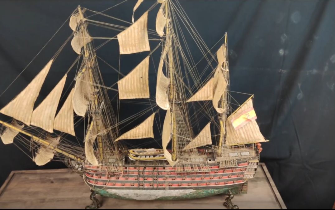 油管大佬制作圣三位一体(圣特立尼达号)风帆模型全过程