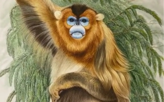 许宁画动物-水彩手绘-川金丝猴_哔哩哔哩 (゜-゜)つロ 干杯~-bilibili