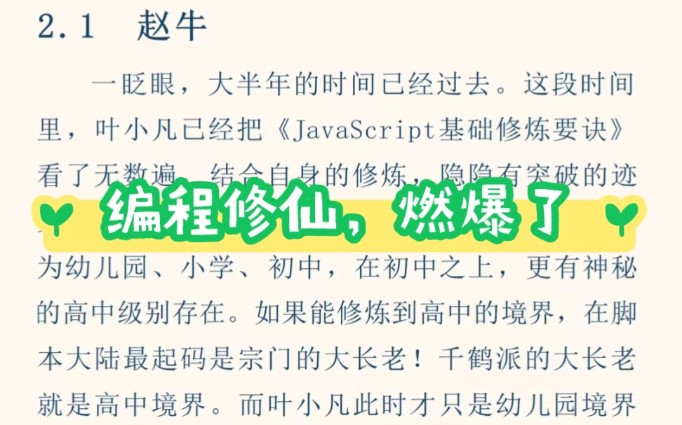 燃爆了!编程修仙小说《Java script百炼成仙》,这就是网文界一股清流,直接秒杀修仙小说哔哩哔哩bilibili