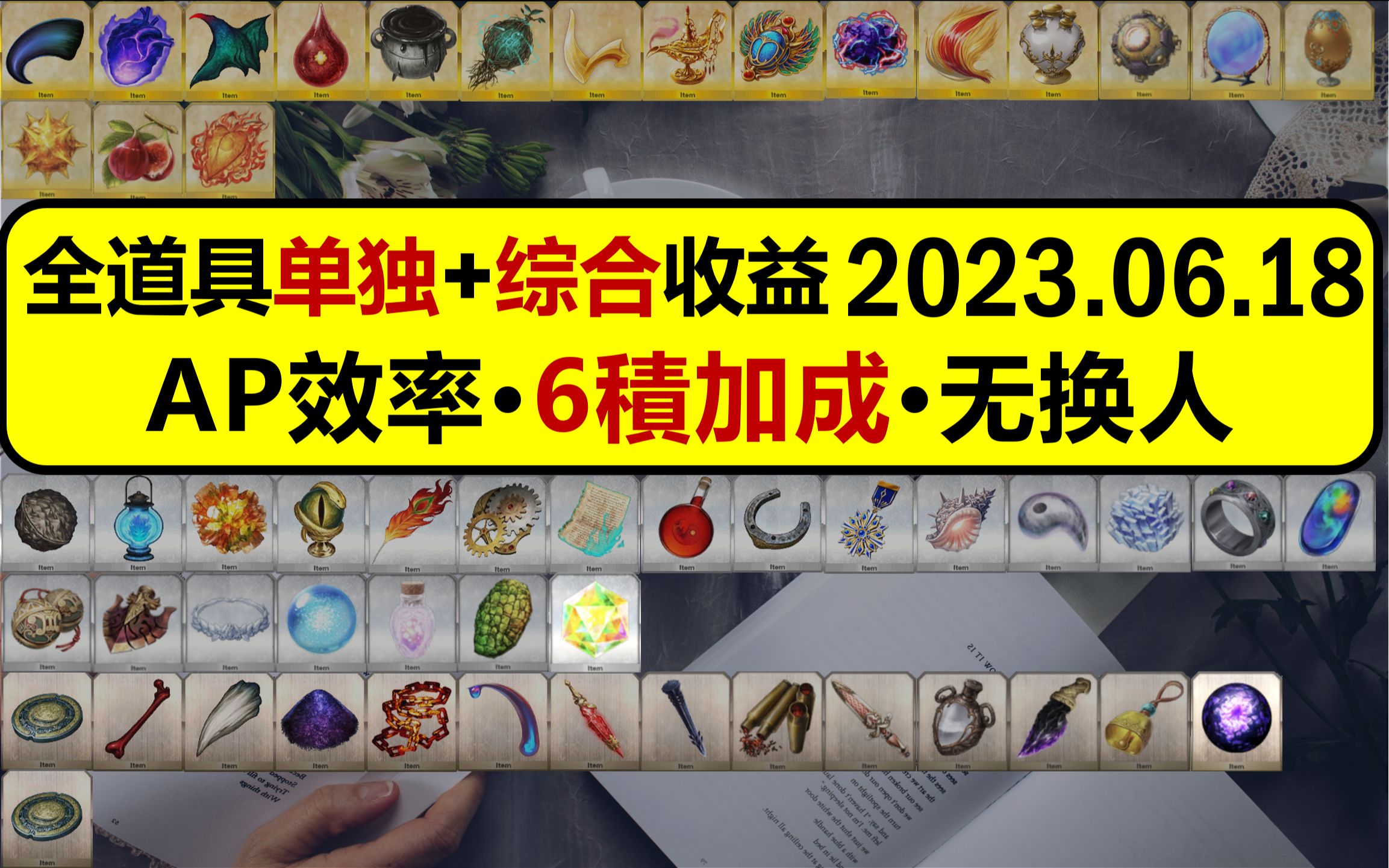 [图]【FGO】全道具材料素材AP效率6加成周回 | 奏章1平面之月｜以太蓄光体/疯狂的残渣/星光之砂/黑曜锐刃/太阳皮/黄昏的仪式剑/不忘之灰｜2.7纳维·米克特兰