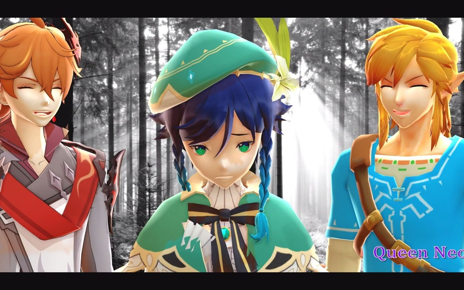 genshin impact mmd x botw on my own venti x link wild x childe