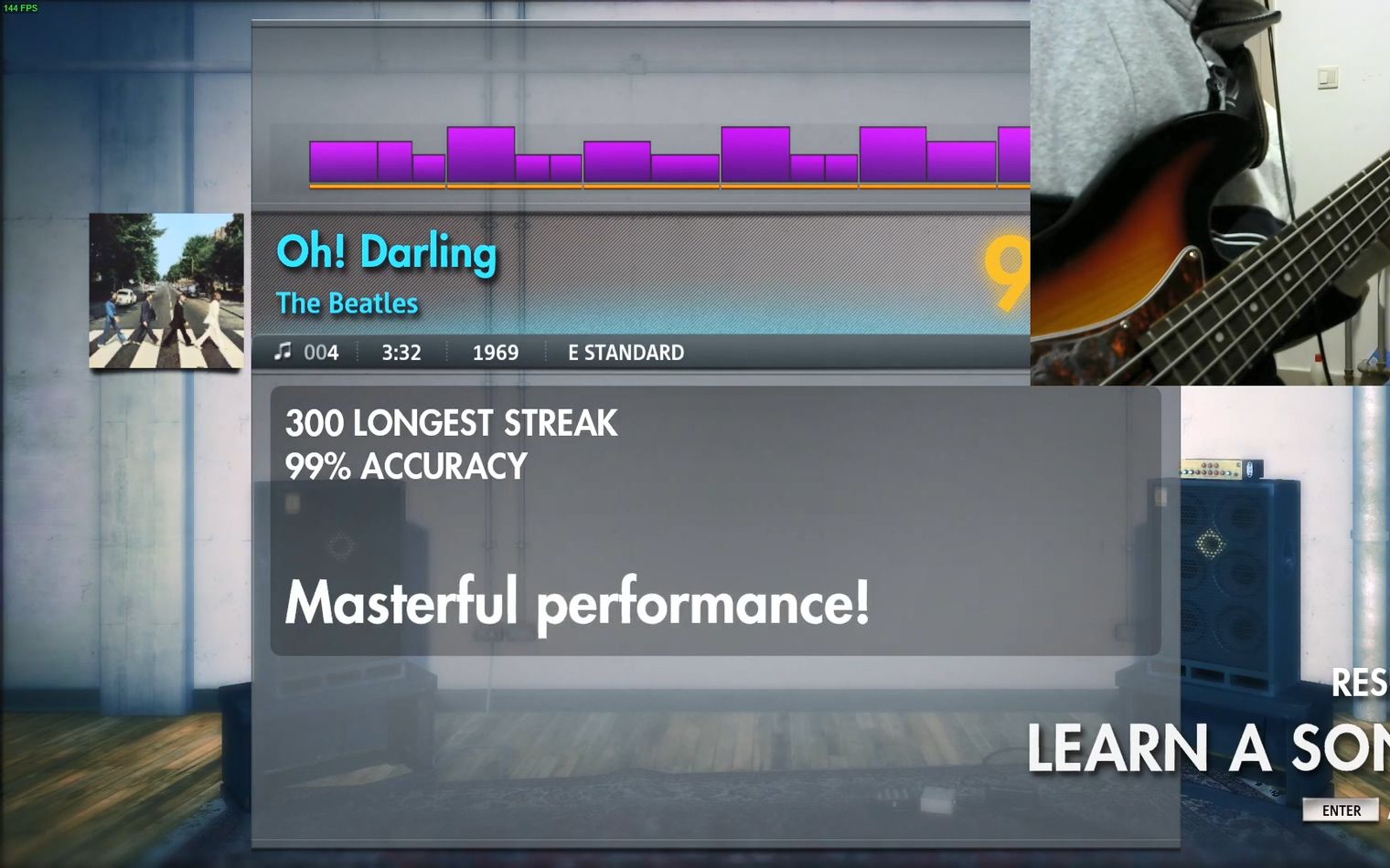 [图]《Oh! Darling》- The Beatles 摇滚史密斯 Rocksmith 首次录制，贝斯准确率99%