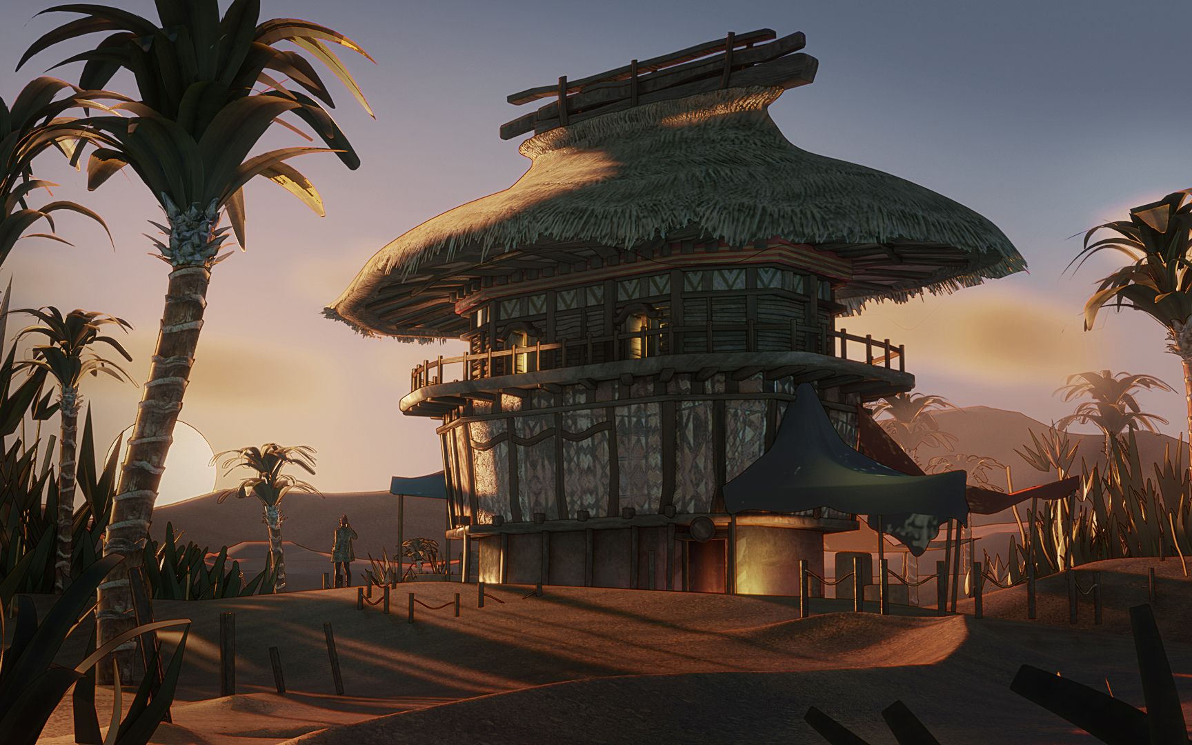 blender  搭建沙漠小屋场景