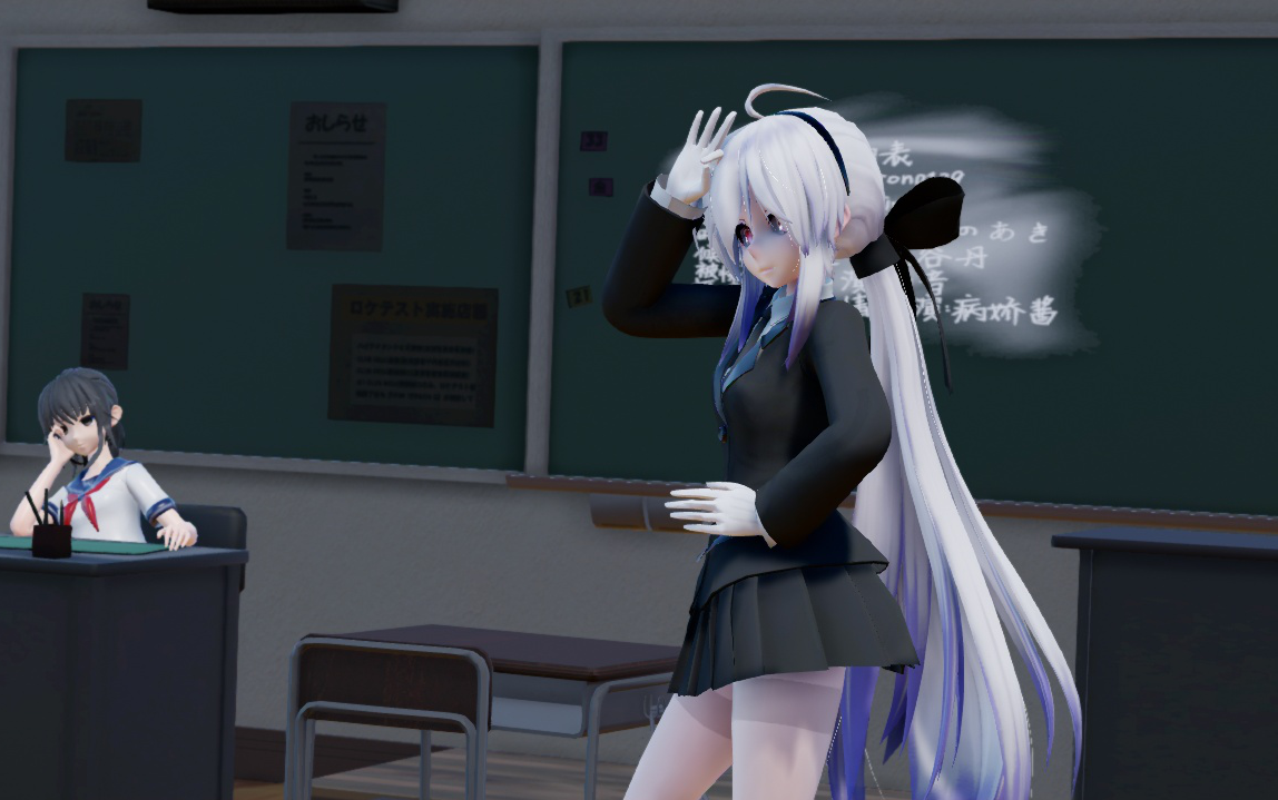 【mmd】【弱音】黑丝,肉丝,制服,教室.