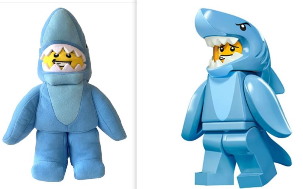 乐高积木与拼图第18期lego鲨鱼人仔及同款毛绒玩具