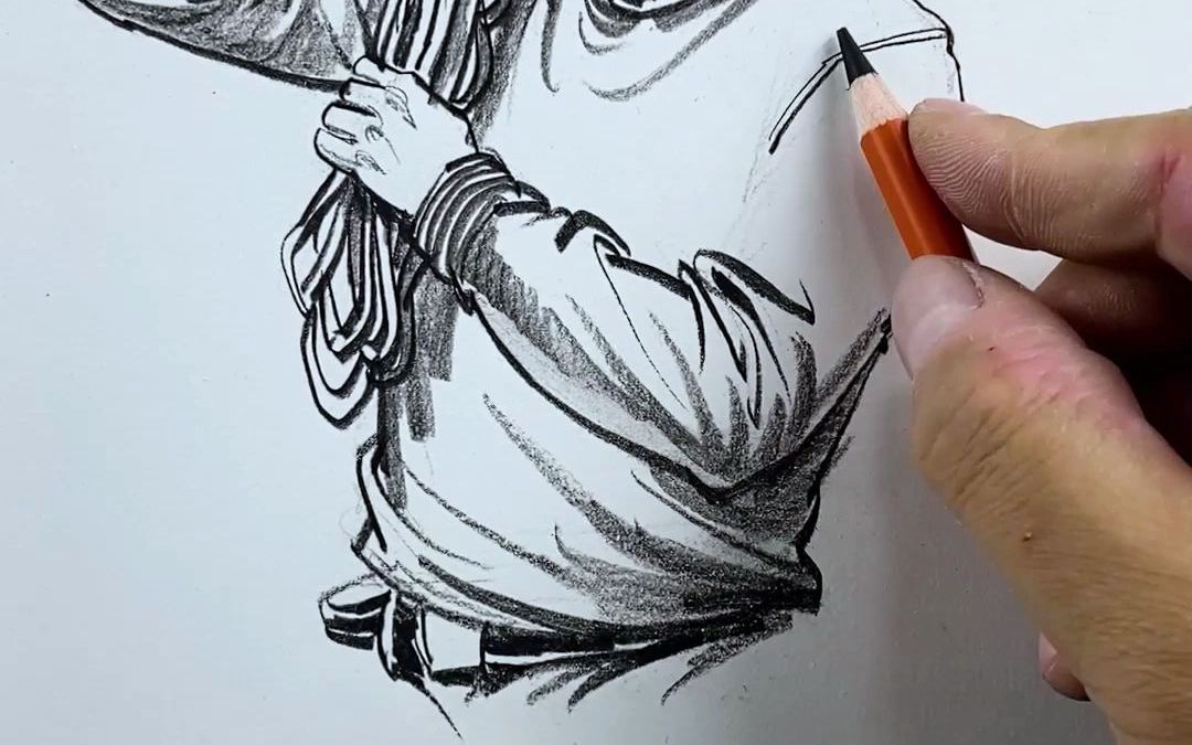 一分钟秒懂速写,肩关节衣纹画法-dddyyy222-默认收藏夹-哔哩哔哩视频