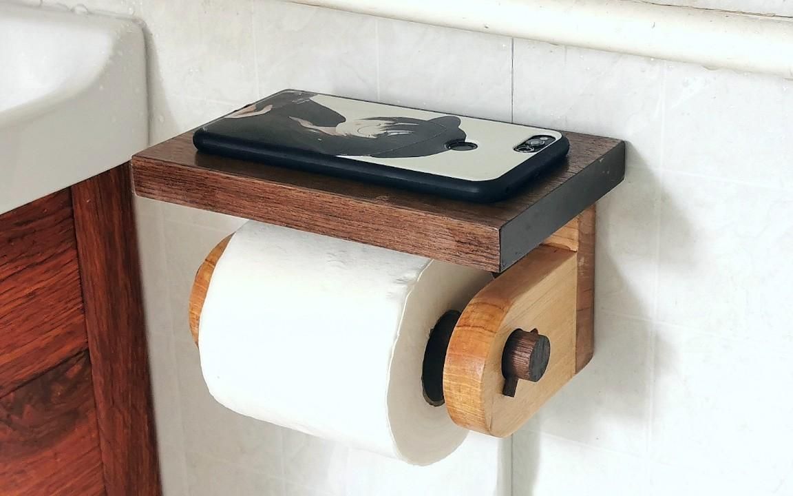 过程:自制厕所纸巾架,妈妈说这个设计值100块,手工激励月