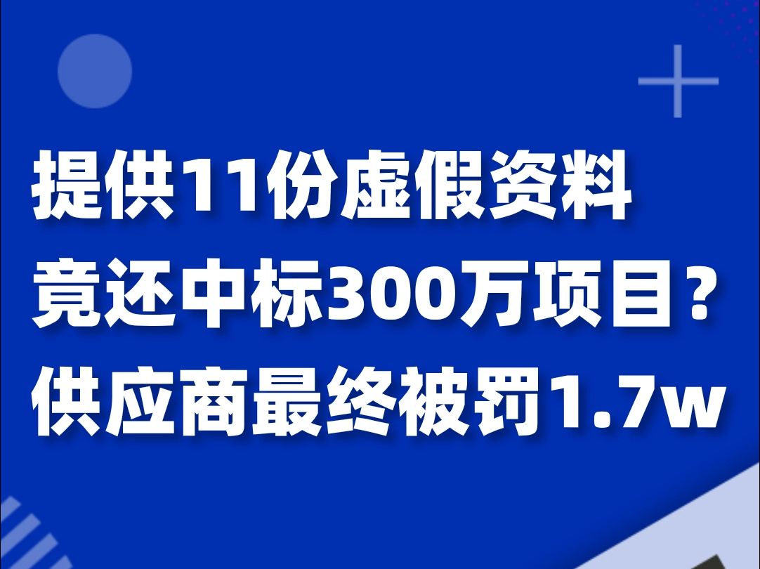 提供11份虚假资料中标百万项目,供应商最终被罚1.7w哔哩哔哩bilibili