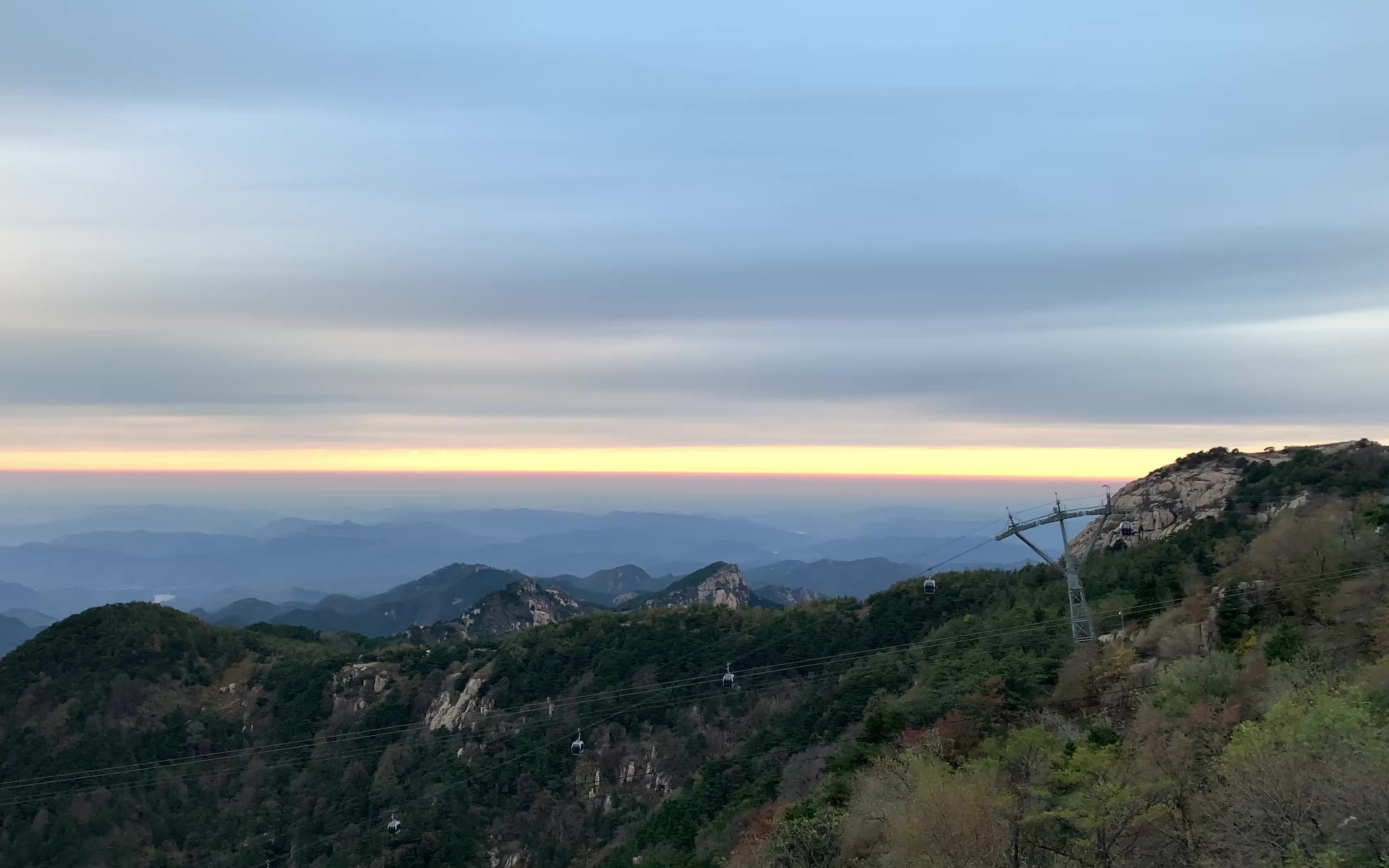 【泰安】泰山之巅,玉皇顶,风景优美,夕阳唯美,俯瞰城市,眺望云层
