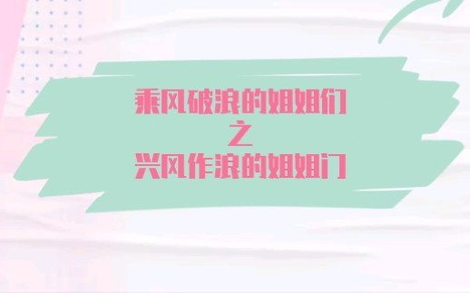 [乘风破浪的姐姐门]又称(兴风作浪的姐姐们)哔哩哔哩bilibili