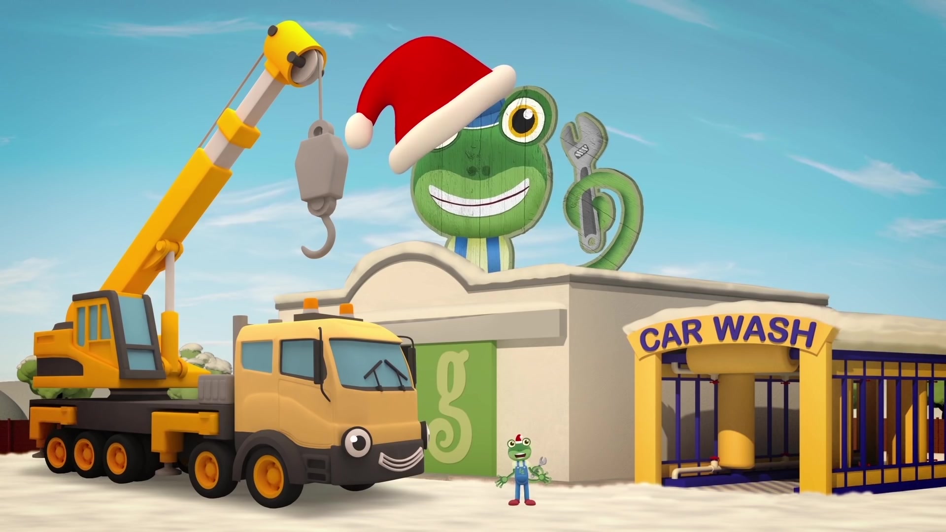 [图]Gecko's Christmas Party Gecko's Garage动画片高清儿童早教视频：Christmas Trucks For Children