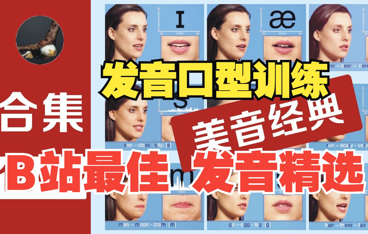 B站最佳·发音精选☆发音口型系统训练·初级+中级+高级•160集_哔哩哔哩_bilibili
