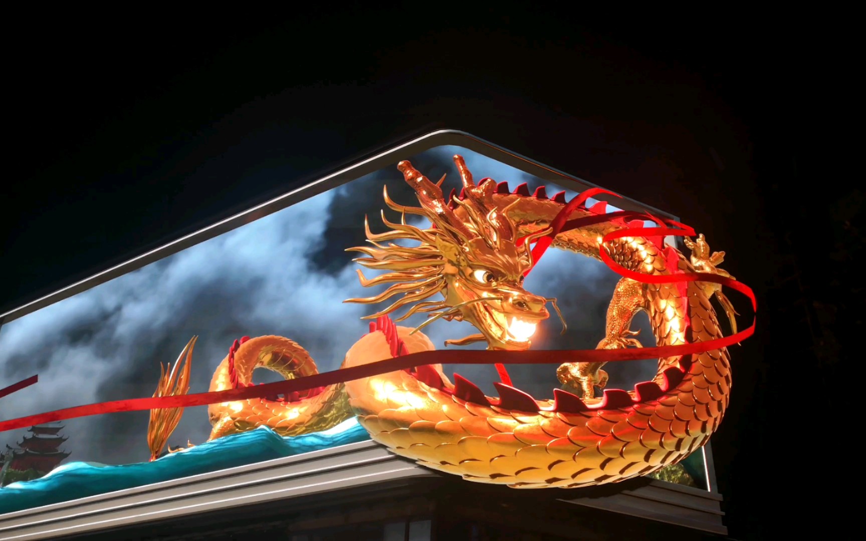 超清裸眼3d金龙飞天完整版#合肥淮河路步行街#所见即现场