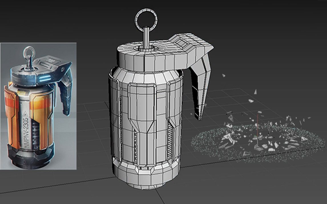 3dmax簡單手雷模型動畫爆炸破碎特效教學講解