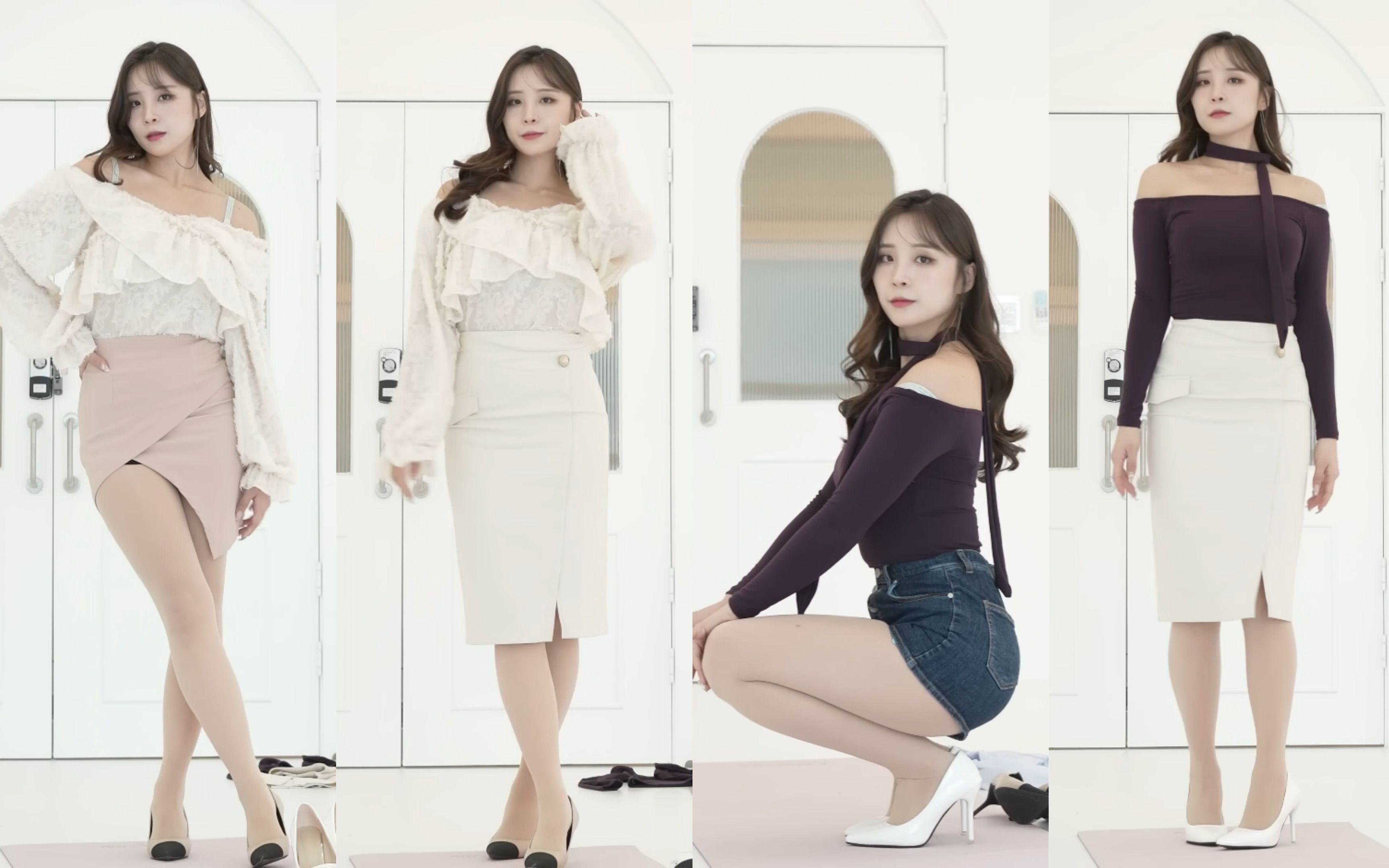 【4k 60帧】韩国气质成熟美女丝袜穿搭换装