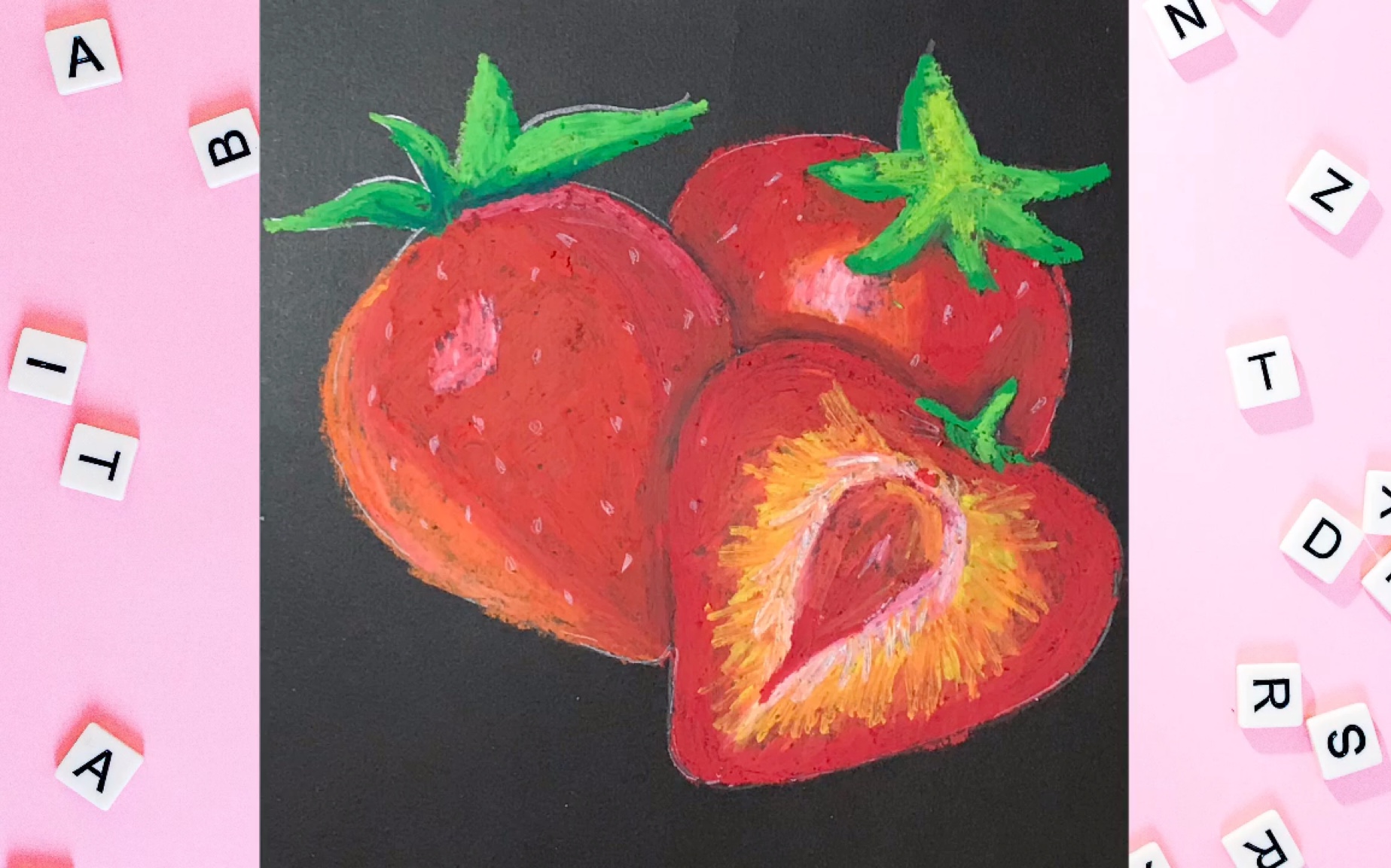 重彩油画棒草莓