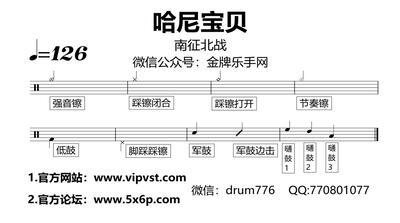 【金牌乐手】358.南征北战 - 哈尼宝贝 鼓谱 动态鼓谱