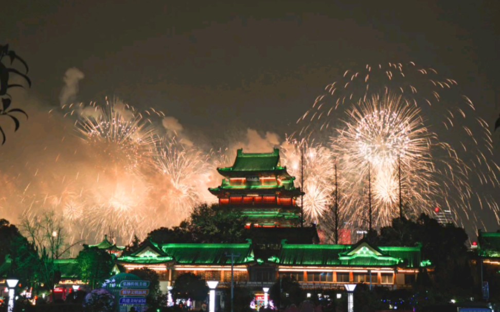 南昌新年迎春烟花晚会 滕王阁视角