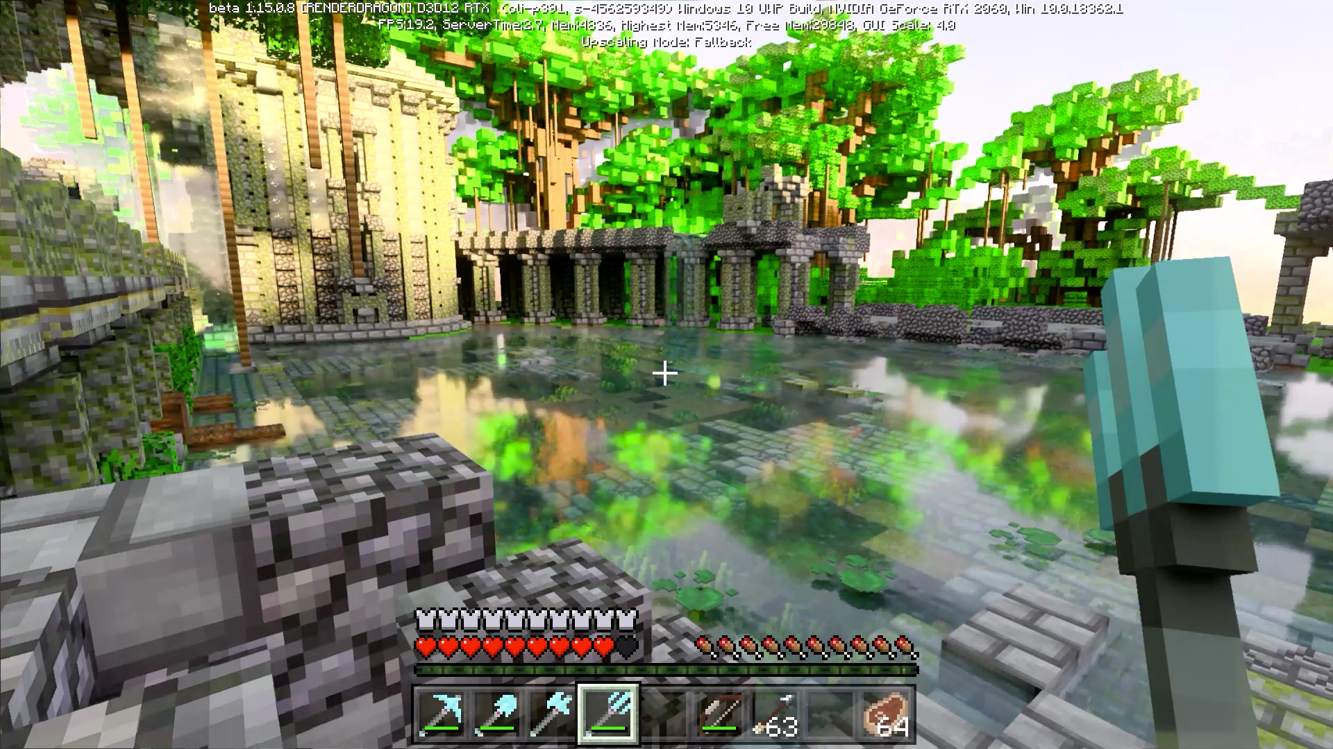 Minecraft 基岩beta版光追测试rtx60移动端镜面反射场景 游戏社