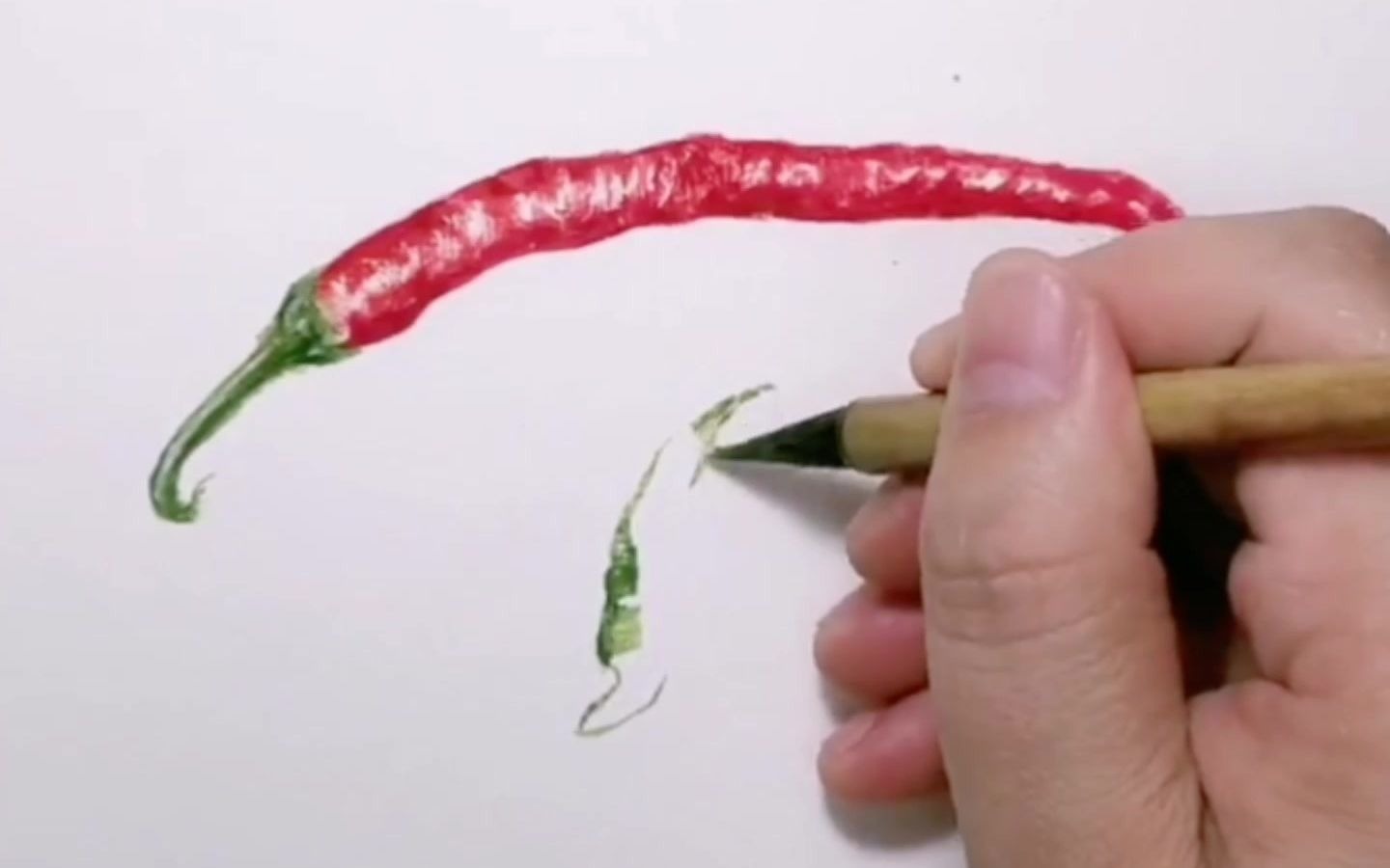 国画写意(大青椒)画家一笔一画勾画,寥寥数笔,形象逼真_哔哩哔哩_bili