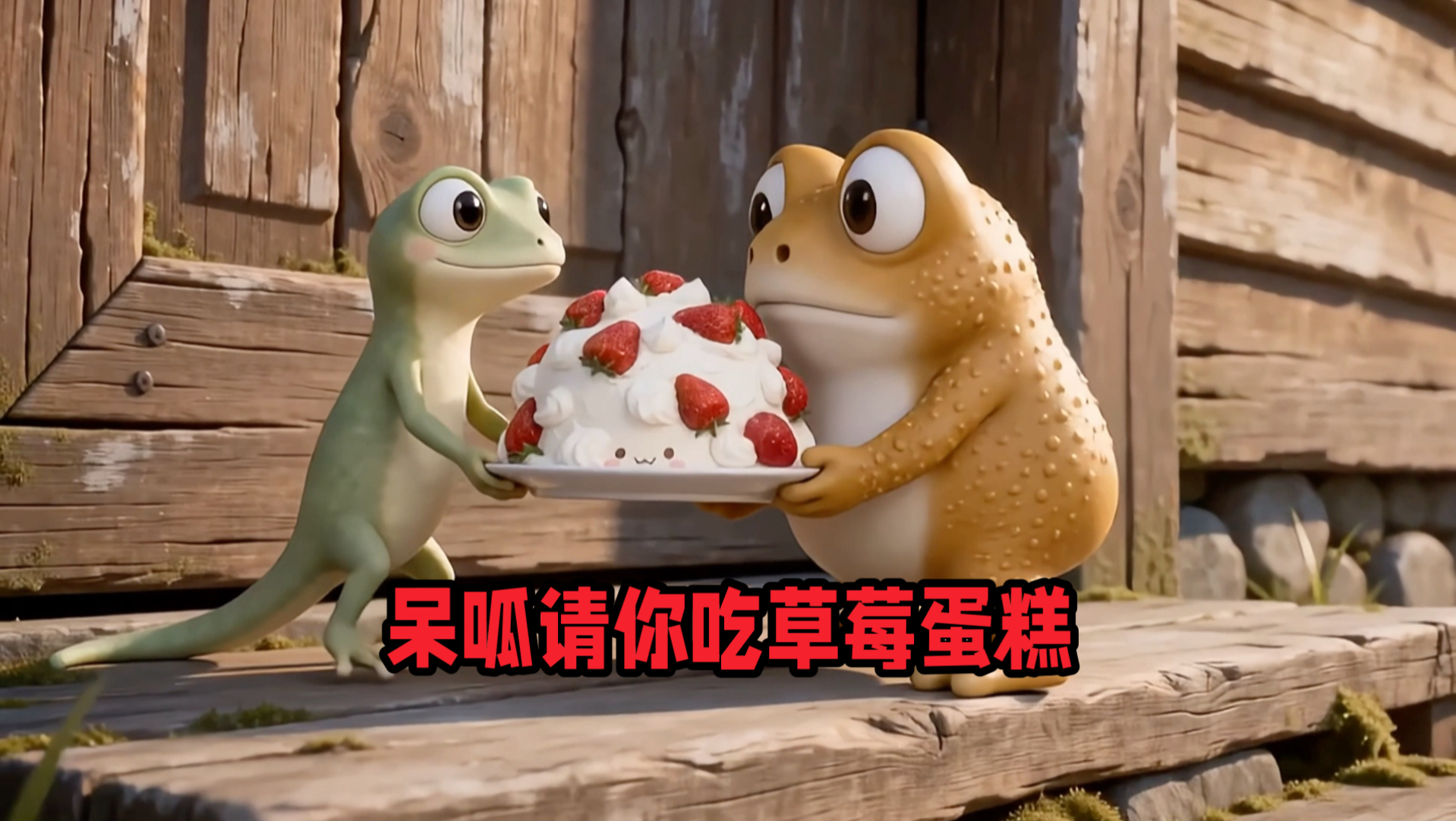 你愿意吃呆呱做的草莓蛋糕吗？