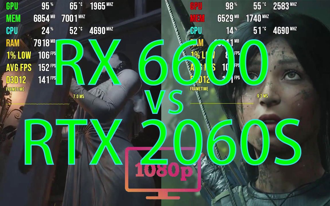 [图]RX 6600 vs RTX 2060Super在8款游戏中的表现丨游戏混剪【显卡测试】Gaming Benchmark