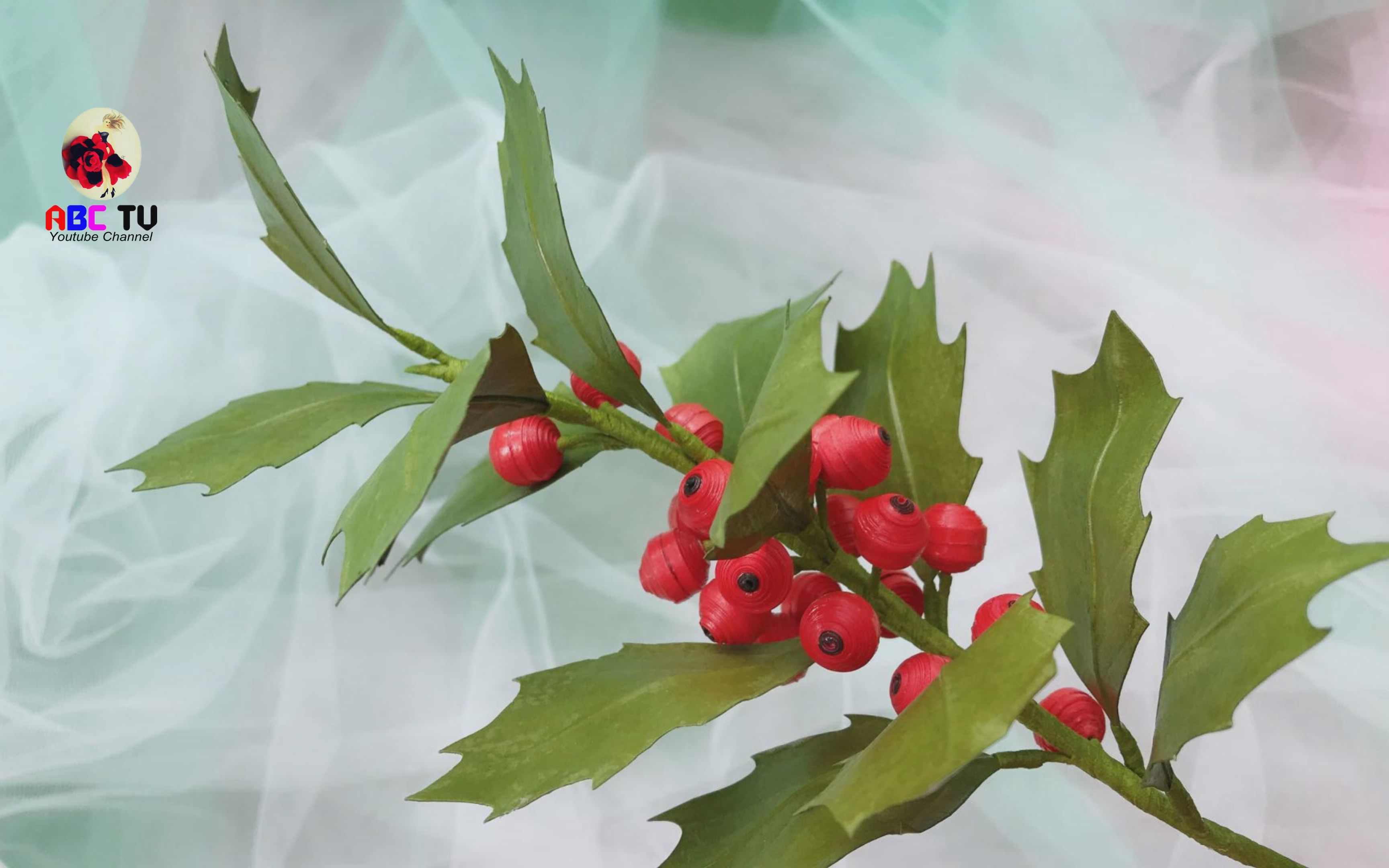 abc tv 衍纸(quilling)教程 圣诞冬青