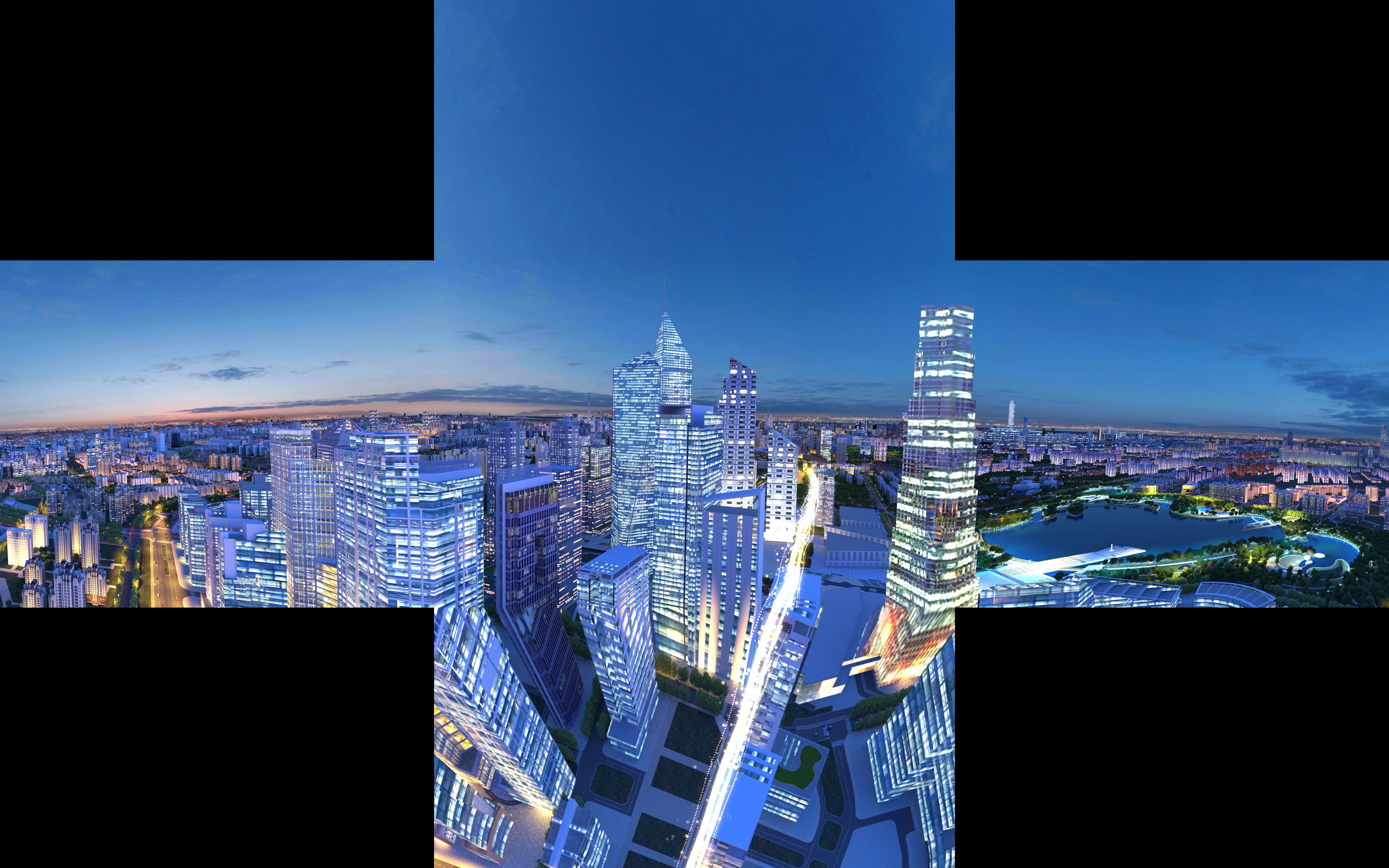 cave空间沉浸式五折幕片源-展厅三折幕四折幕弧幕l幕全息投影数字沙盘