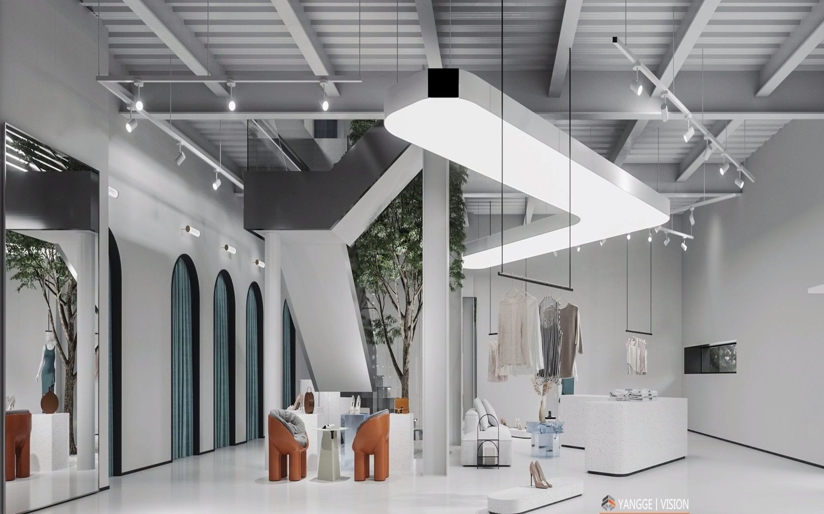 店铺软装设计欣赏 #服装店案例 服装店·简 #知末网