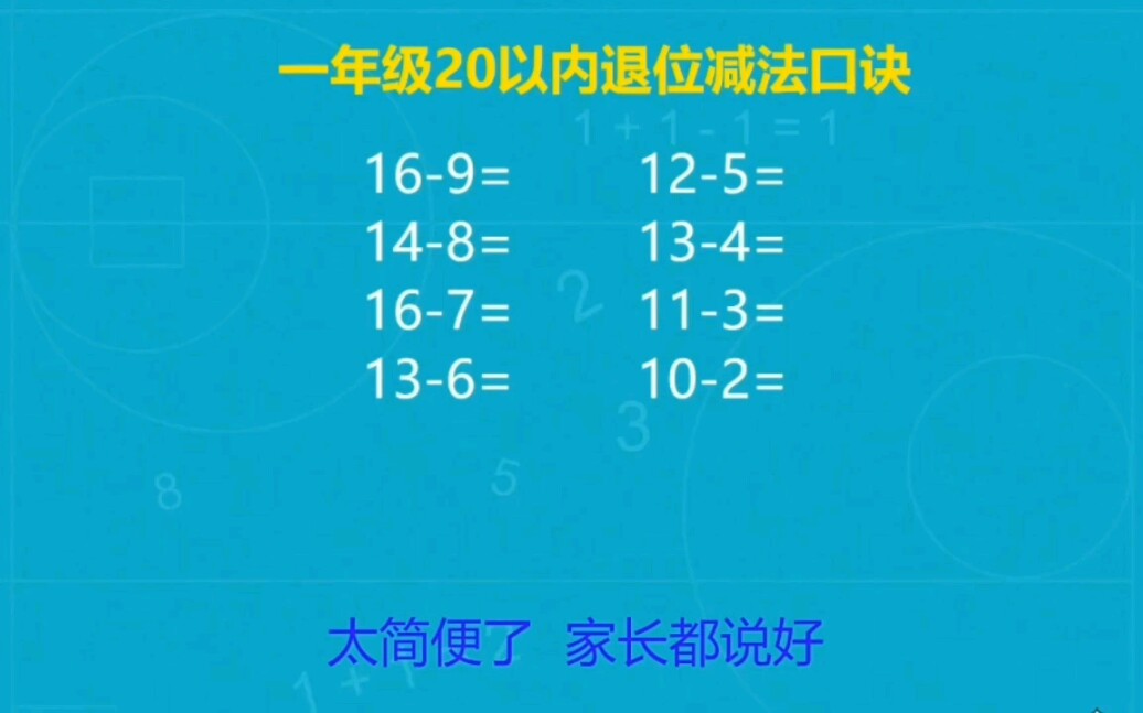 [图]一年级20以内退位减法:方法真好，孩子一学就会。