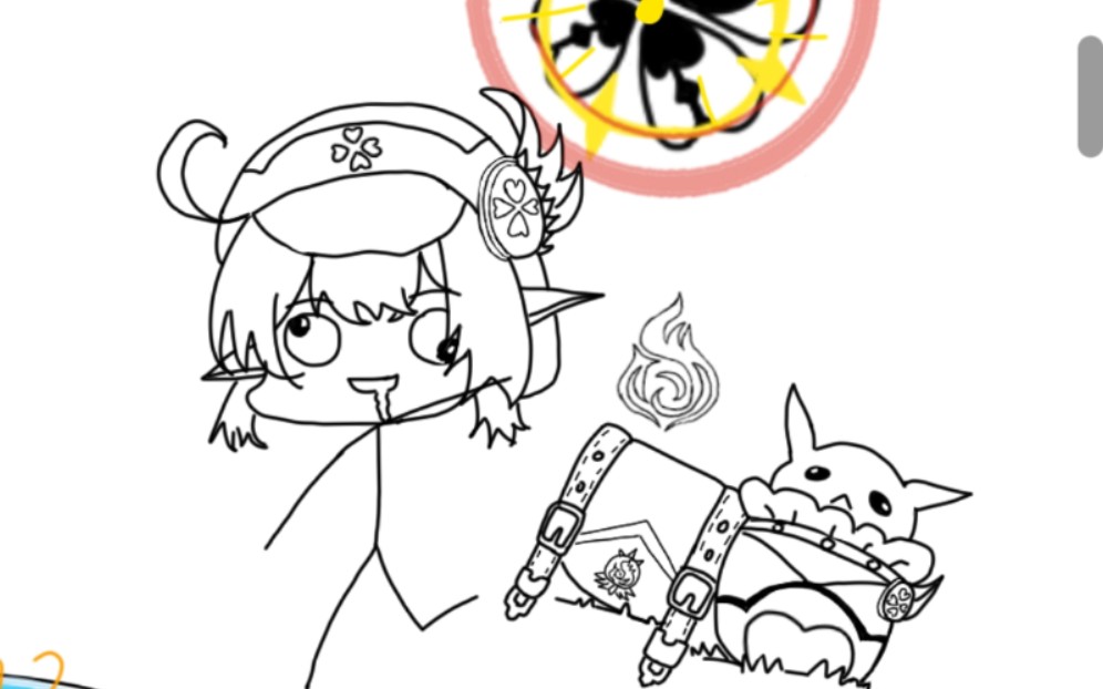 指绘沙雕原神可莉重击炸鱼短动画草图