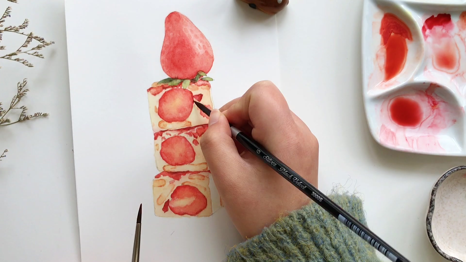 水彩教程好吃的雪花酥水彩详细过程