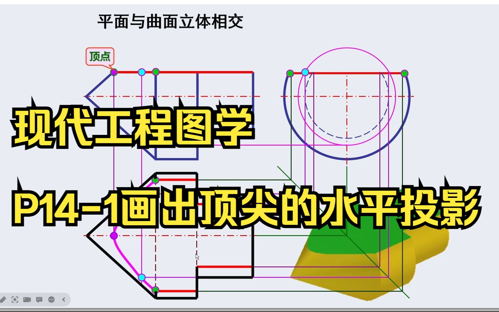 现代工程图学P141画出顶尖的水平投影哔哩哔哩bilibili