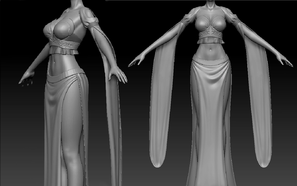 【zbrush服装雕刻】零基础学习女性服装褶皱雕刻,zb笔刷技巧演示!