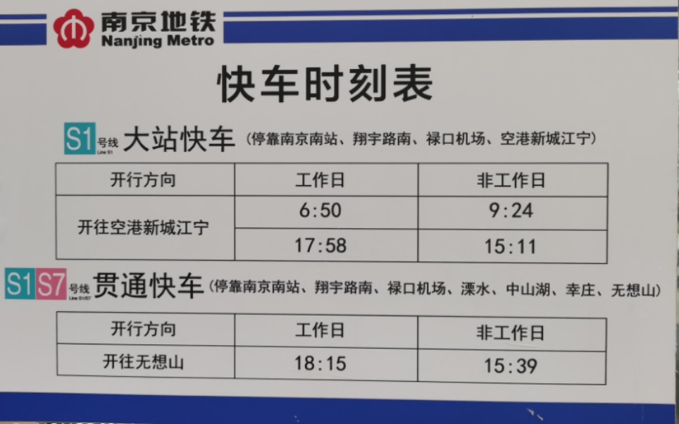 【南京地铁】工作日晚高峰S1号线开行的大站快车实录哔哩哔哩bilibili