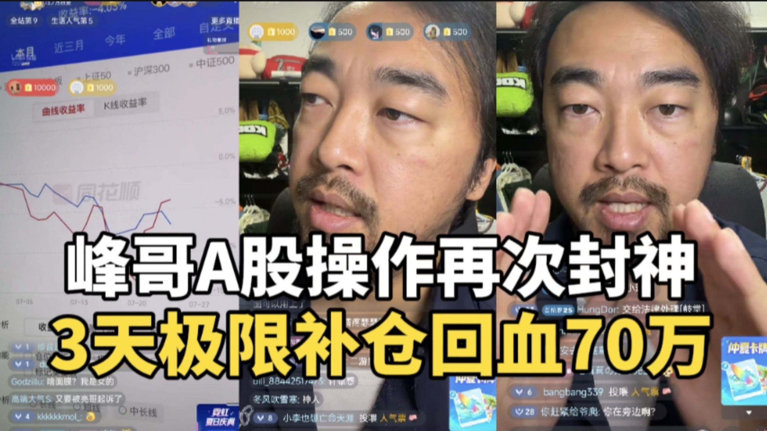 峰哥A股操作再次封神,极限补仓科技3天回血70万,目前已经回本!