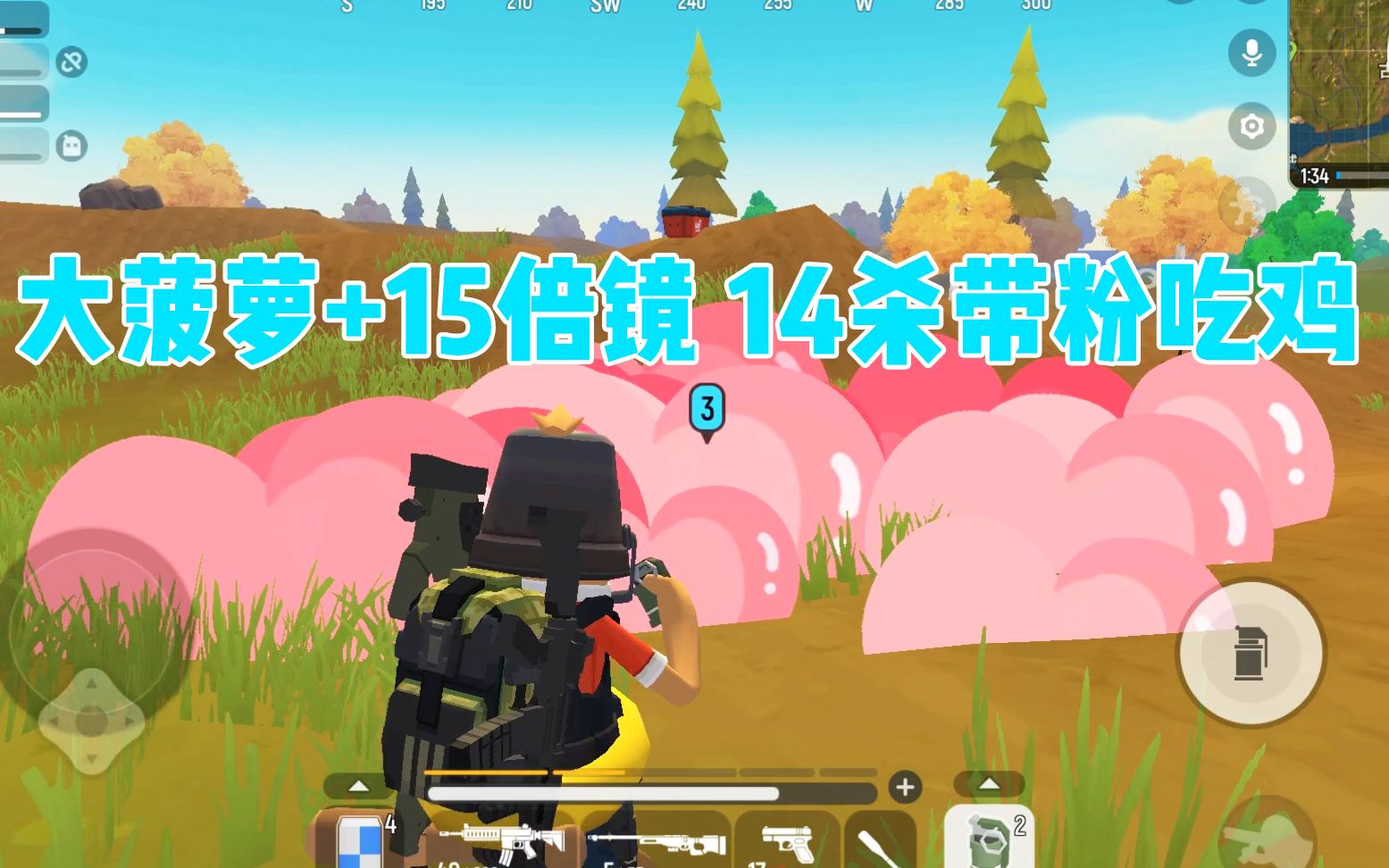 香肠派对大菠萝15倍镜14杀横扫决赛圈成功带粉丝吃鸡