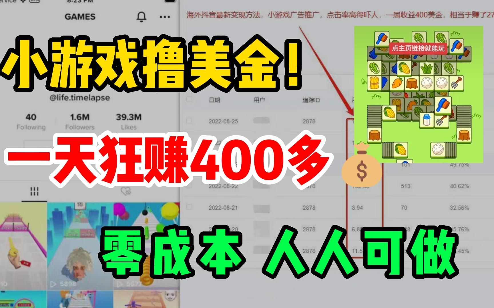 失业在家玩小游戏撸美金!!!每天保底300多.玩游戏也能赚钱,哔哩哔哩bilibili