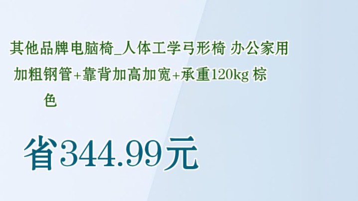 【省344.99元】其他品牌电脑椅人体工学弓形椅 办公家用 加粗钢管+靠背加高加宽+承重120kg 棕色哔哩哔哩bilibili