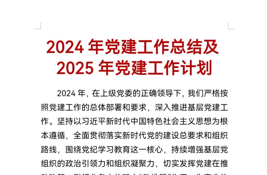 2024年党建工作总结及2025年党建工作计划哔哩哔哩bilibili