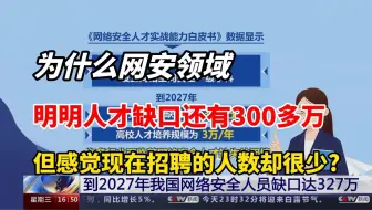 为什么网安领域明明人才缺口还有300多w，但感觉现在招聘的人数还是很少？