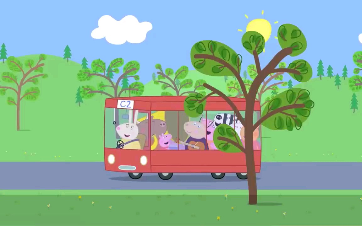 [图]小猪佩奇英文儿歌The wheels on the bus by peppa 巴士车轮（佩奇版）