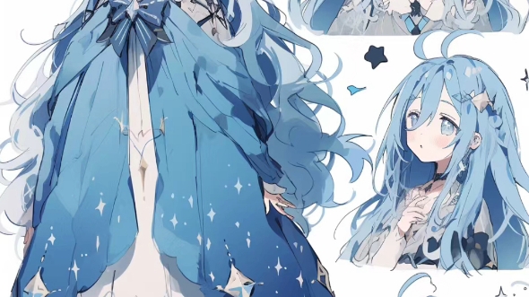 蓝色系长发公主