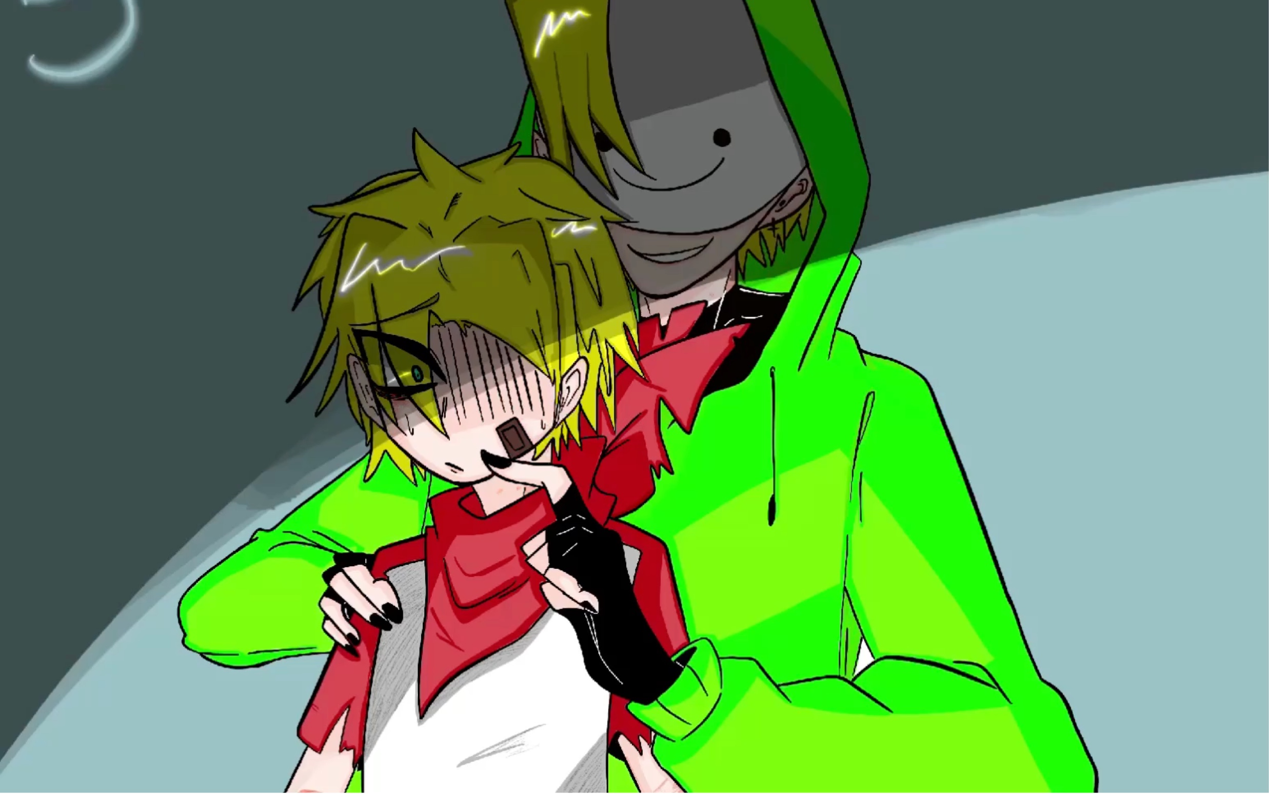 【绘画过程/dream smp】小绿人欺负小男孩_单机游戏热门视频