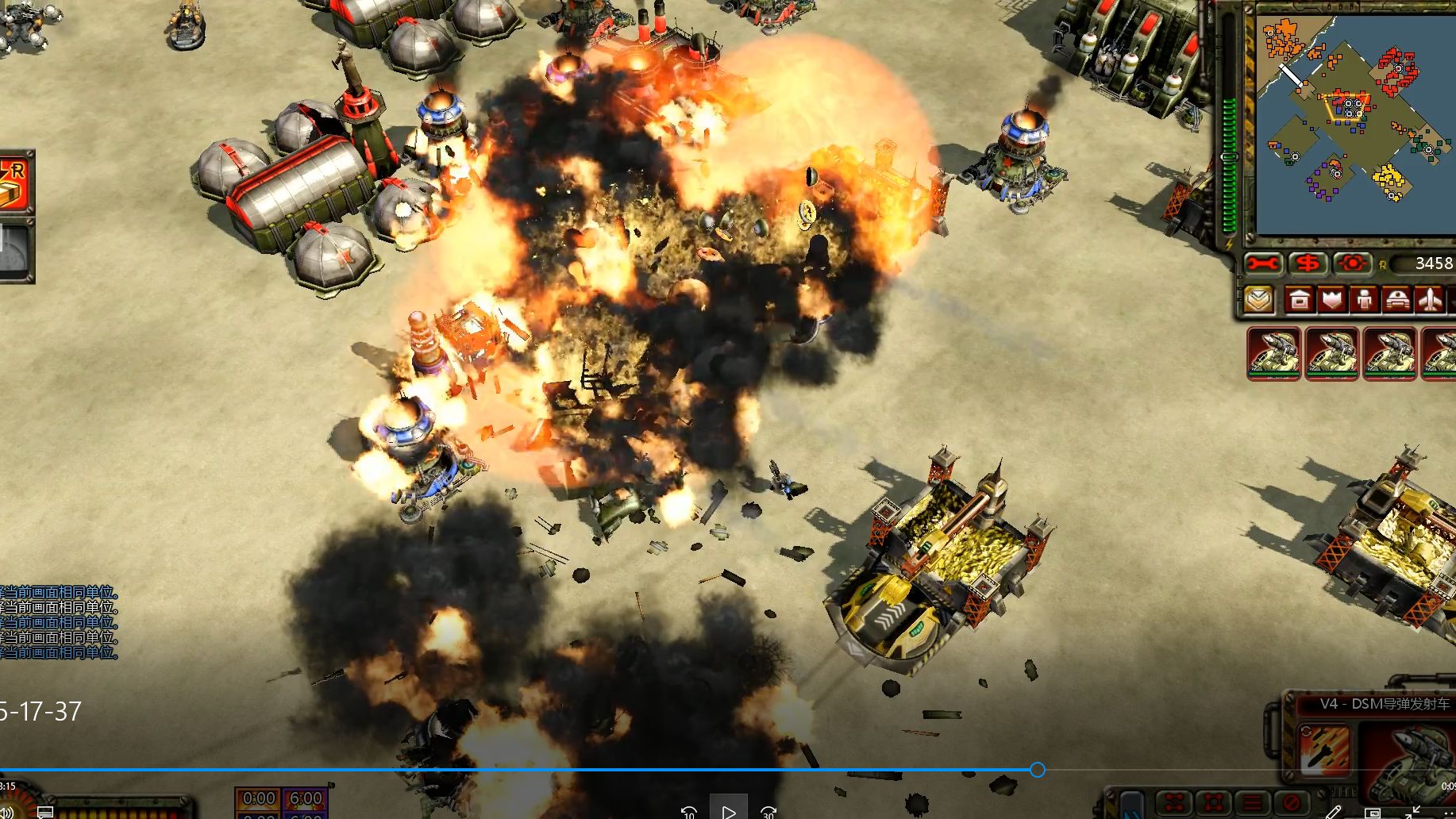 红色警戒3二重进化用v4洲际火箭1v5凶残